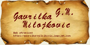 Gavrilka Milojković vizit kartica